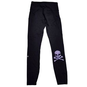 lululemon athletica Black Leggings with Purple Skull Graphic